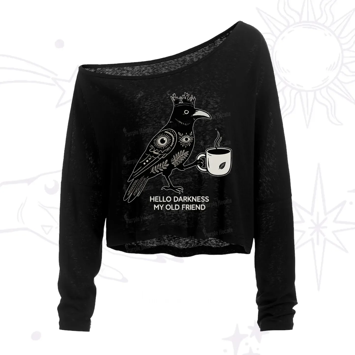 Purplehecate Hello Darkness My Old Friend One Shoulder Crop Shirt