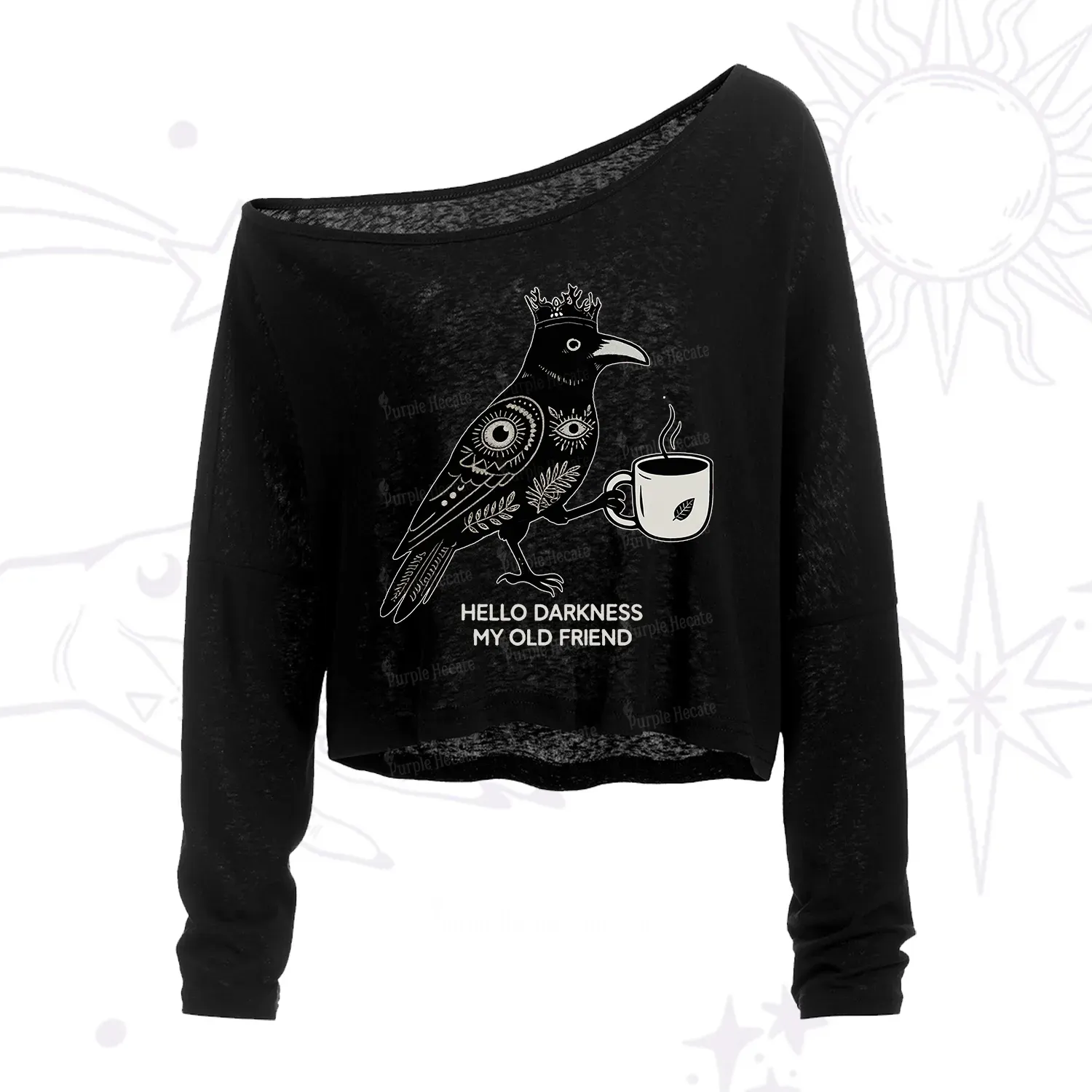 Purplehecate Hello Darkness My Old Friend One Shoulder Crop Shirt