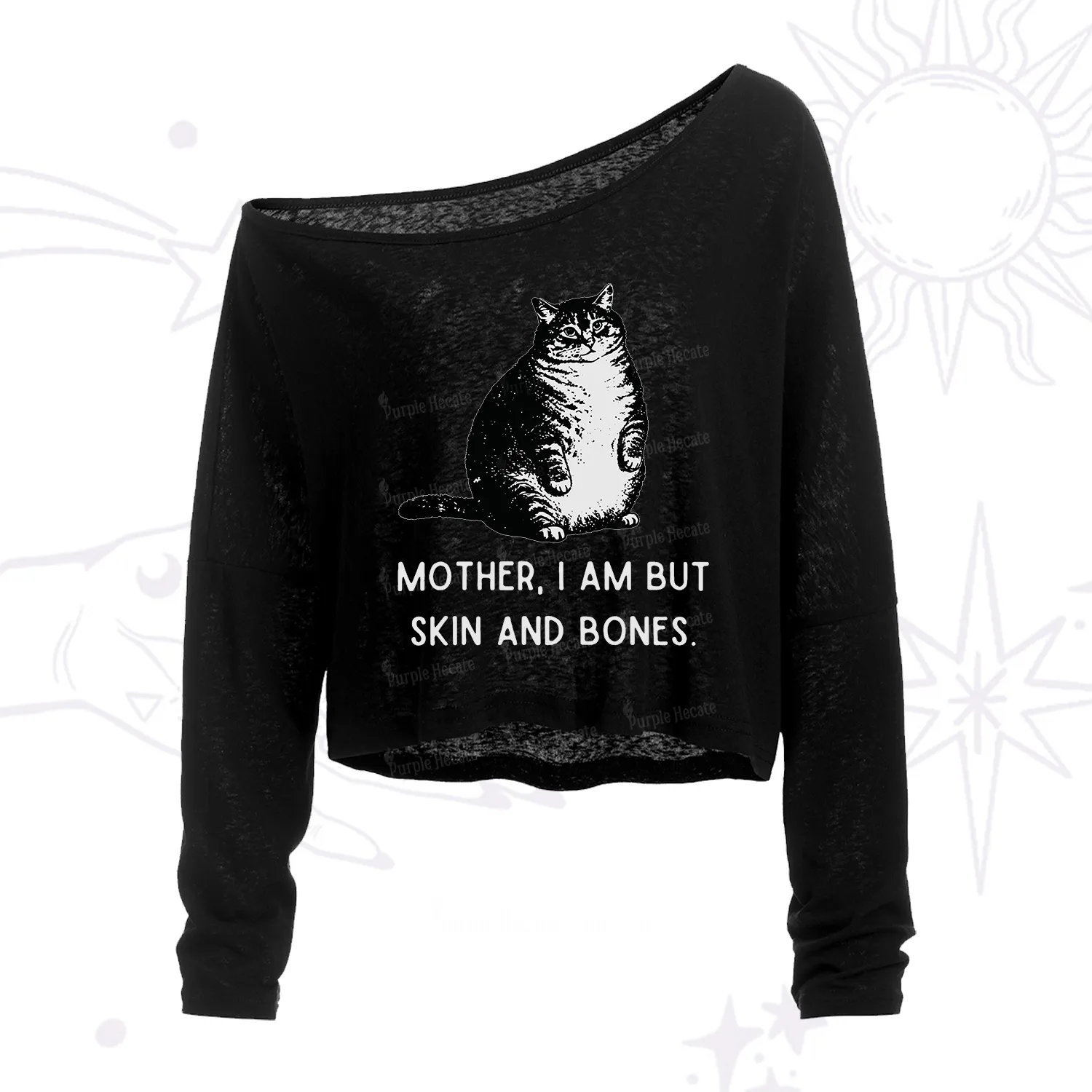 Purplehecate Cat Mother I Am But Skin And Bones One Shoulder Crop Shirt