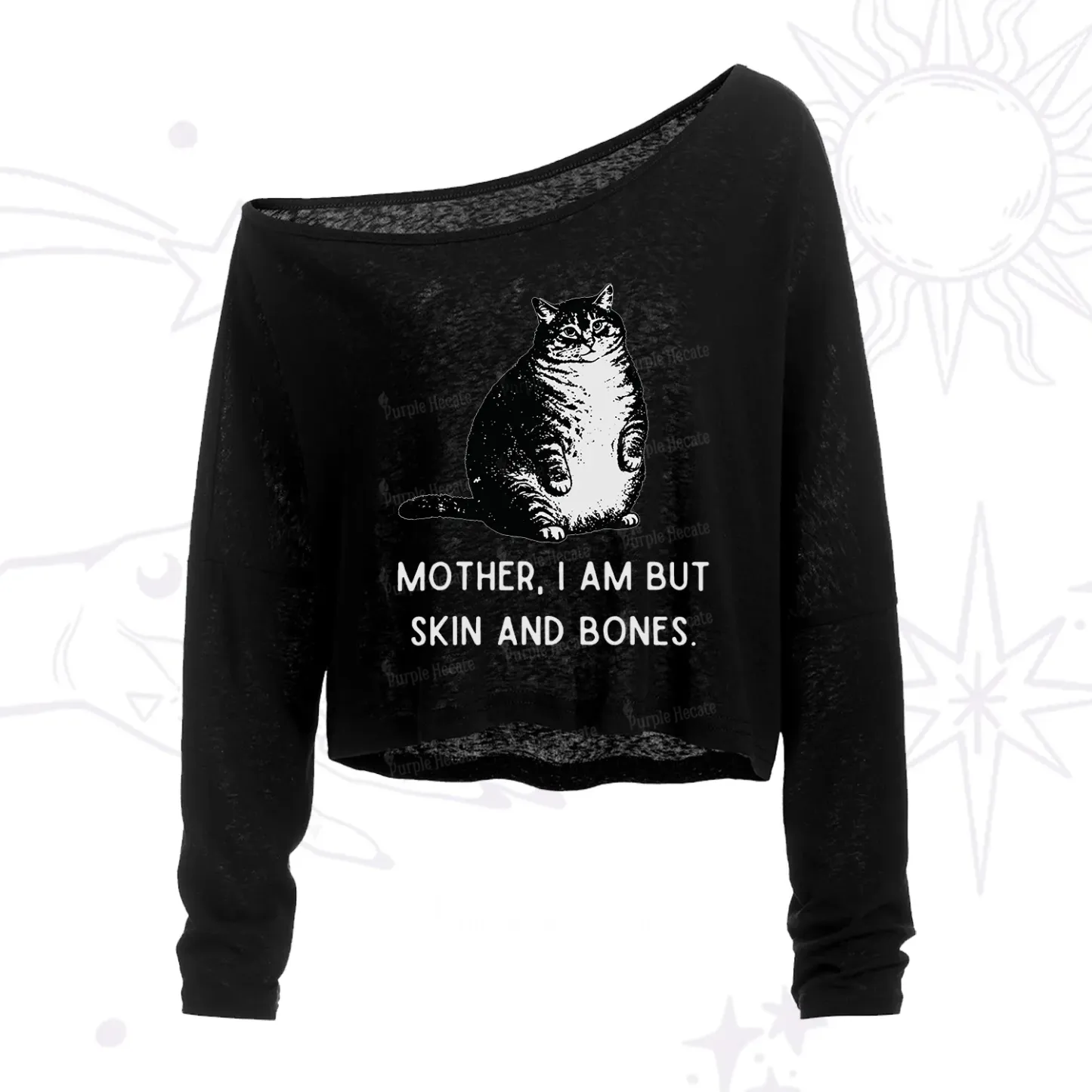 Purplehecate Cat Mother I Am But Skin And Bones One Shoulder Crop Shirt