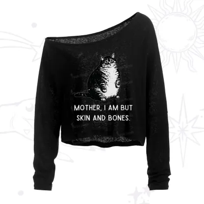Purplehecate Cat Mother I Am But Skin And Bones One Shoulder Crop Shirt