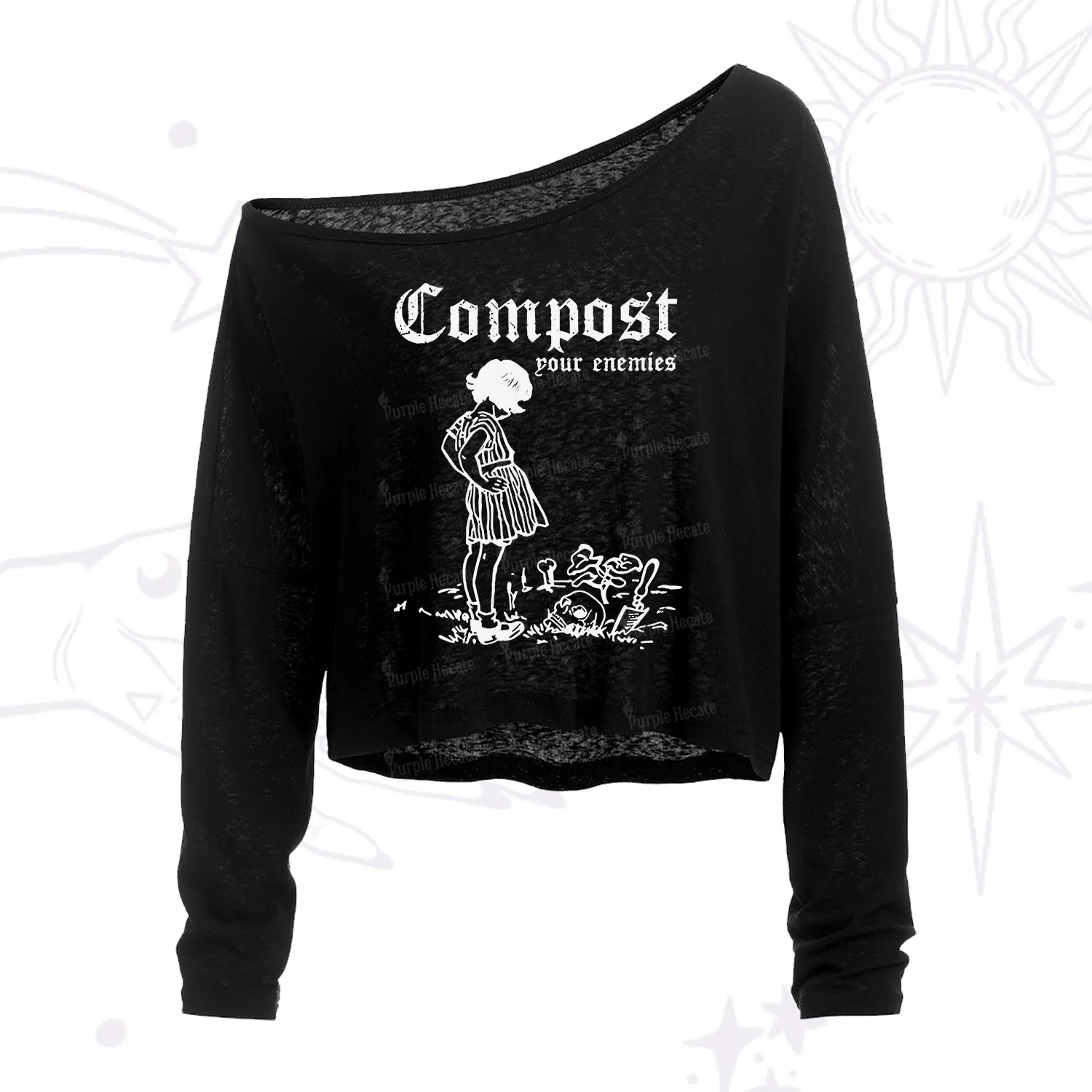 Purplehecate Compost Your Enemies One Shoulder Crop Shirt