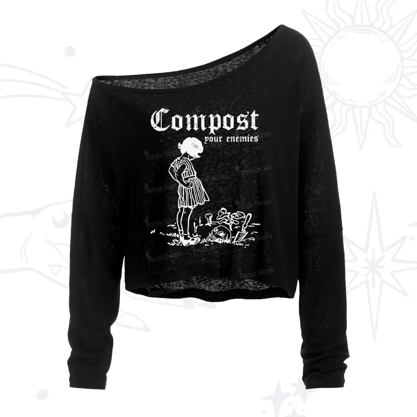 Purplehecate Compost Your Enemies One Shoulder Crop Shirt