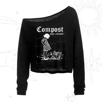 Purplehecate Compost Your Enemies One Shoulder Crop Shirt