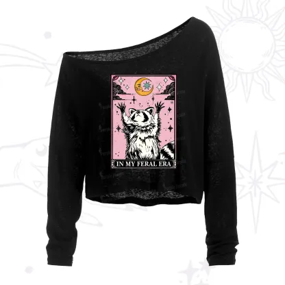 Purplehecate The In My Feral Era Tarot Raccoon One Shoulder Crop Shirt