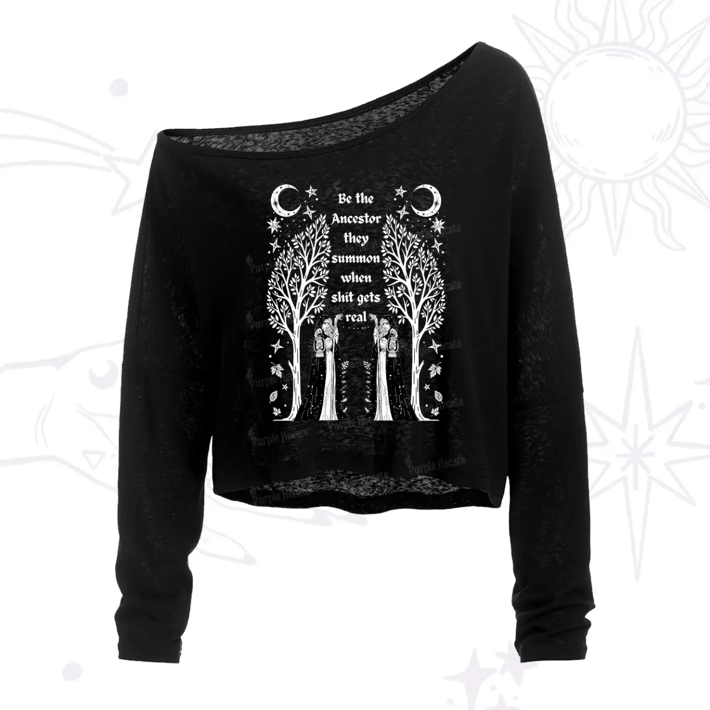 Purplehecate Be The Ancestor They Summon When Shit Gets Real One Shoulder Crop Shirt