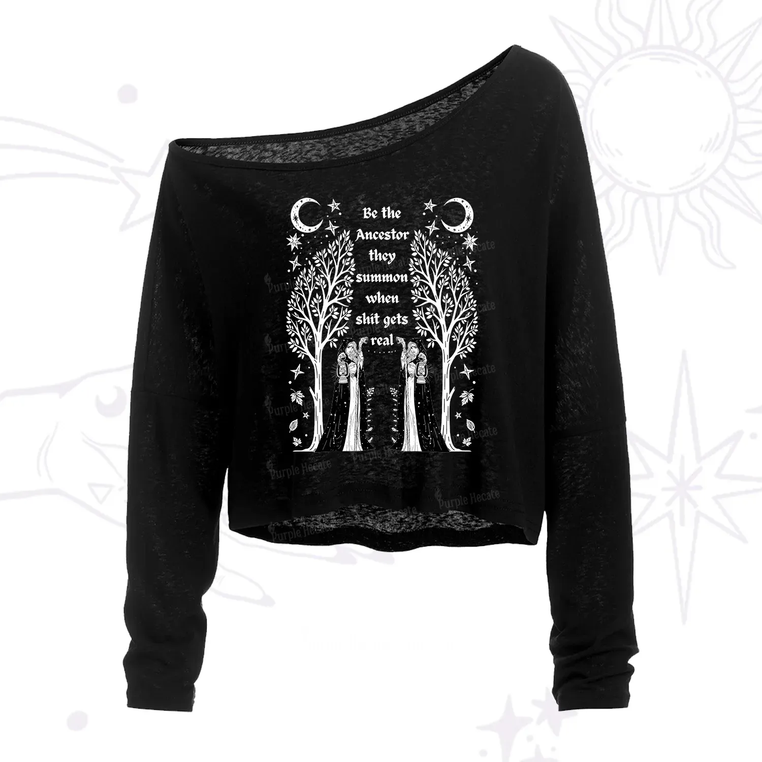 Purplehecate Be The Ancestor They Summon When Shit Gets Real One Shoulder Crop Shirt