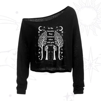Purplehecate Be The Ancestor They Summon When Shit Gets Real One Shoulder Crop Shirt