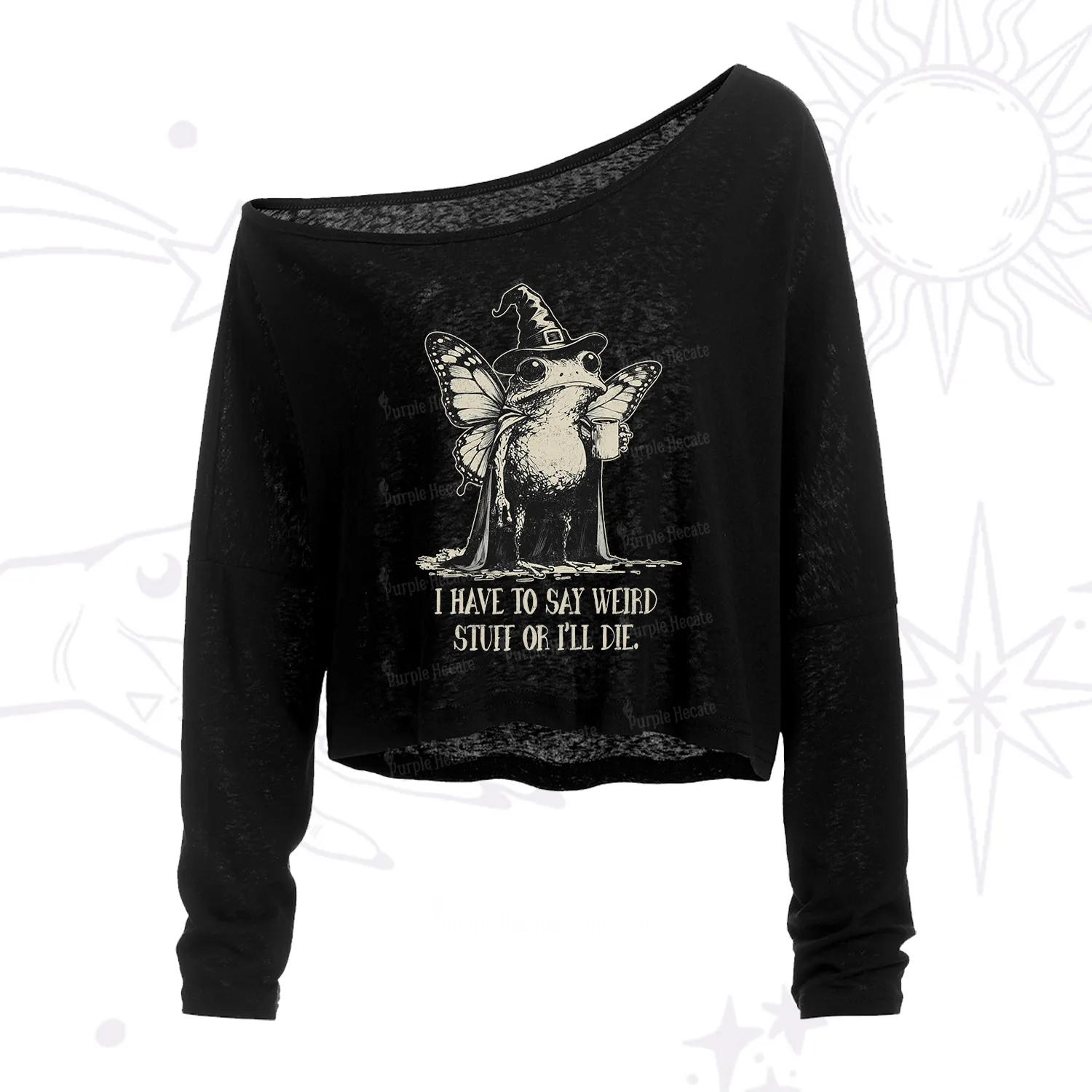 Purplehecate I Have to Say Weird Stuff Or I'll Die One Shoulder Crop Shirt