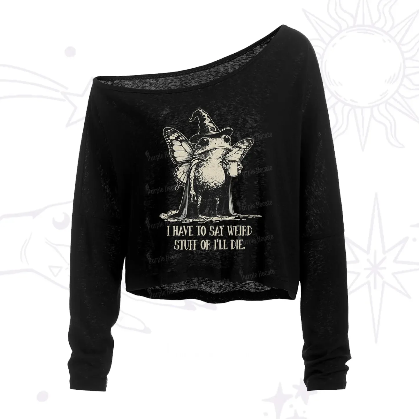 Purplehecate I Have to Say Weird Stuff Or I'll Die One Shoulder Crop Shirt