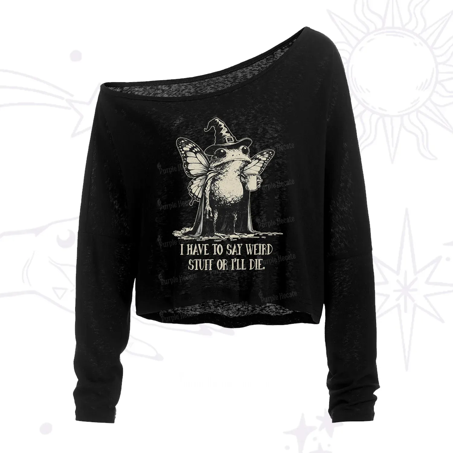 Purplehecate I Have to Say Weird Stuff Or I'll Die One Shoulder Crop Shirt