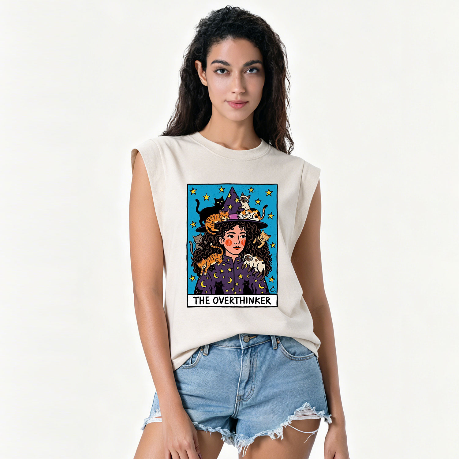 Purplehecate The Overthinker Witch Cat Party Vintage Washed Tank