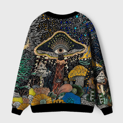 Purplehecate Enchanted Fungi Garden Ugly Cardigan Sweaters