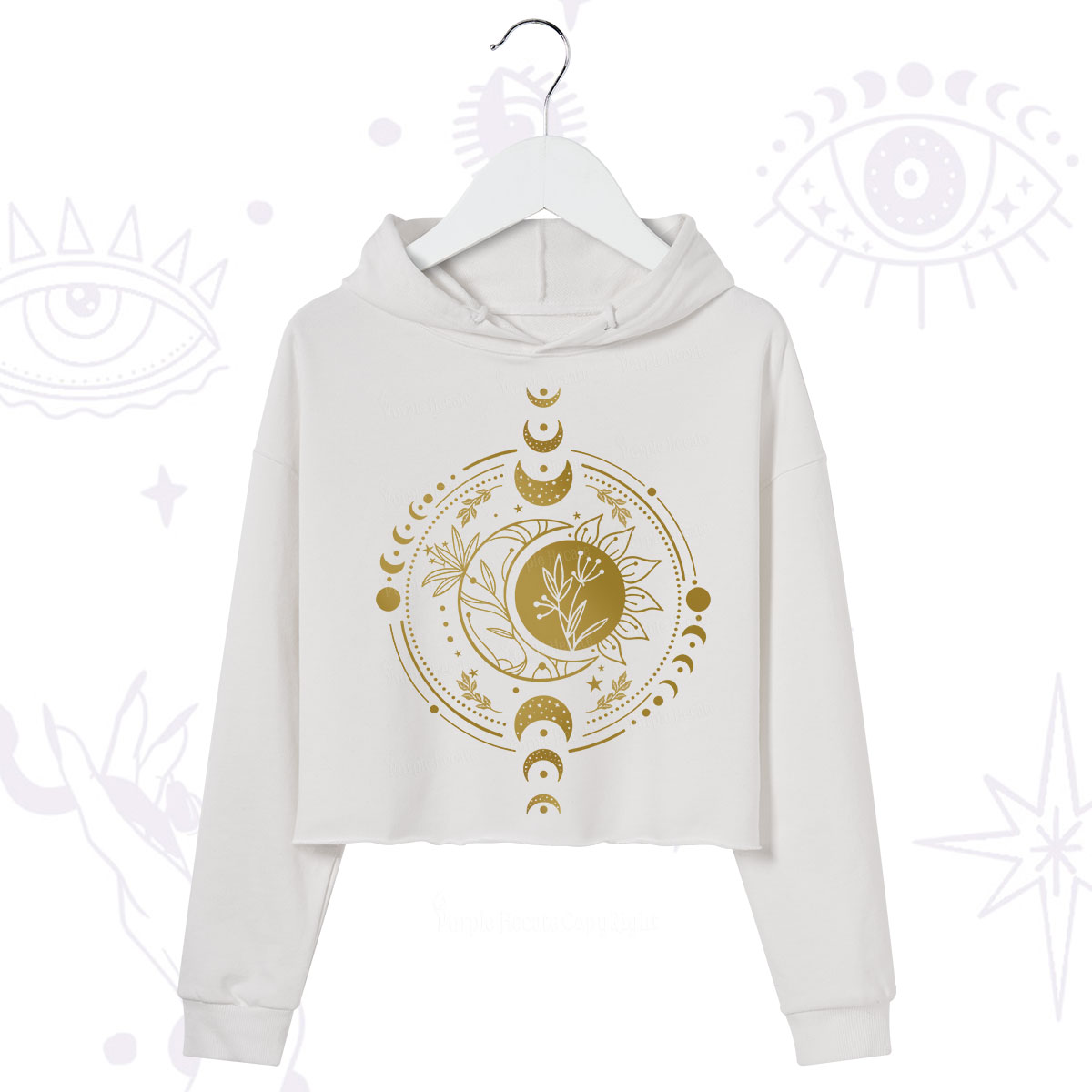 Purplehecate Mystic Moon And Sun Crop Hoodie