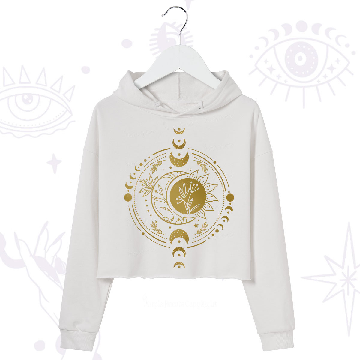 Purplehecate Mystic Moon And Sun Crop Hoodie
