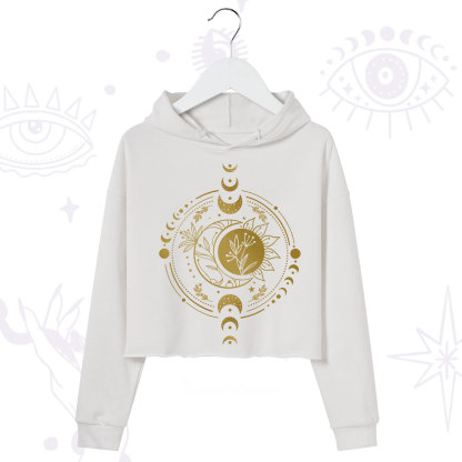 Purplehecate Mystic Moon And Sun Crop Hoodie