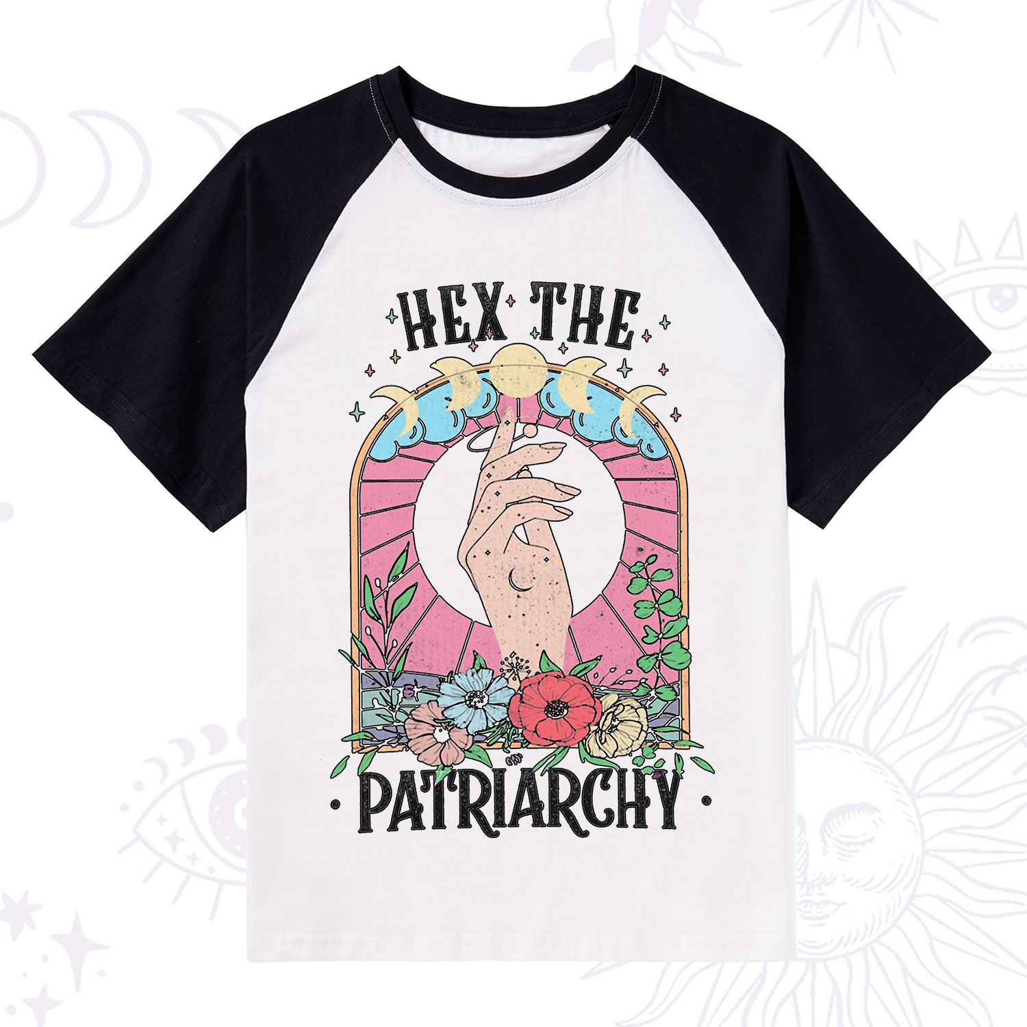 Purplehecate Hex The Patriarchy Raglan Short Sleeve T‑Shirt
