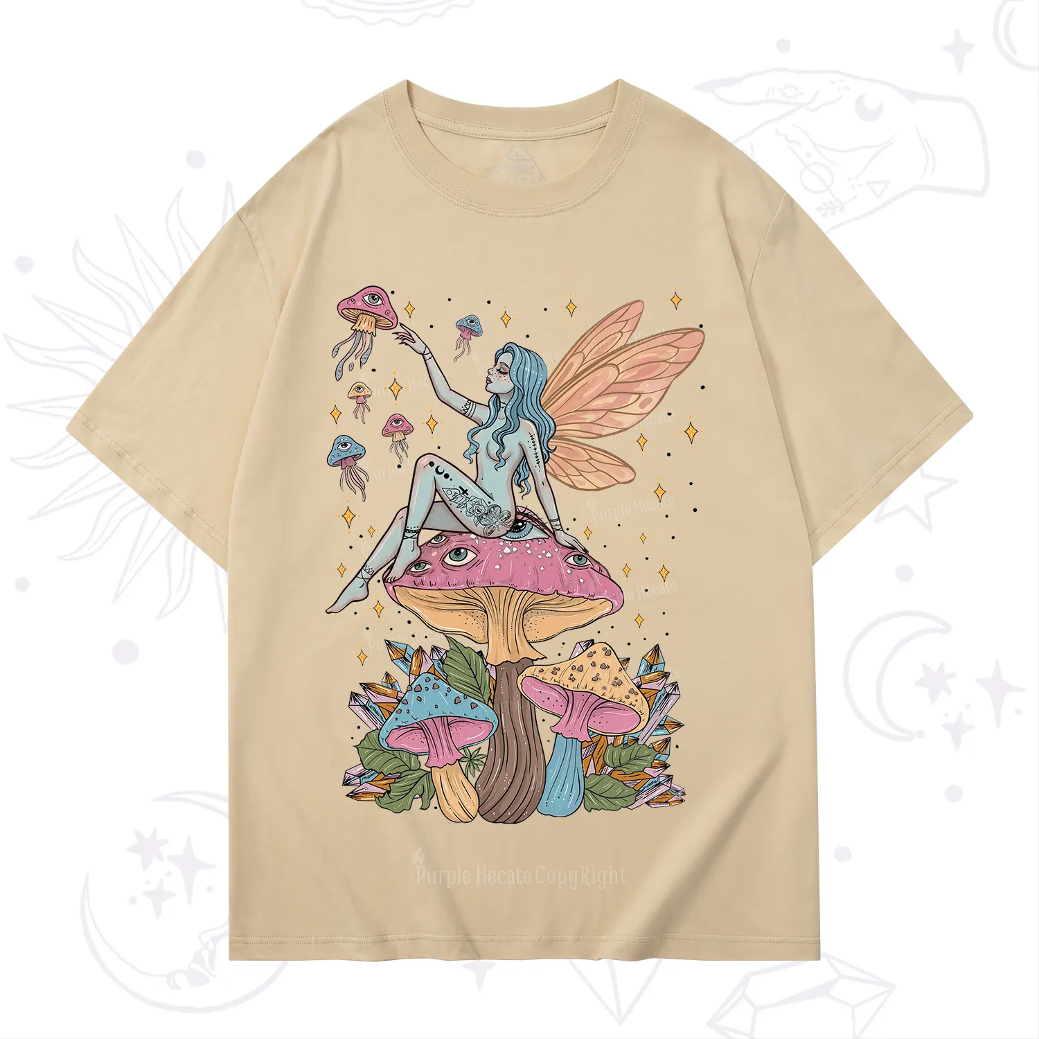 Purplehecate Celestial Fairy on Mushroom T-Shirt