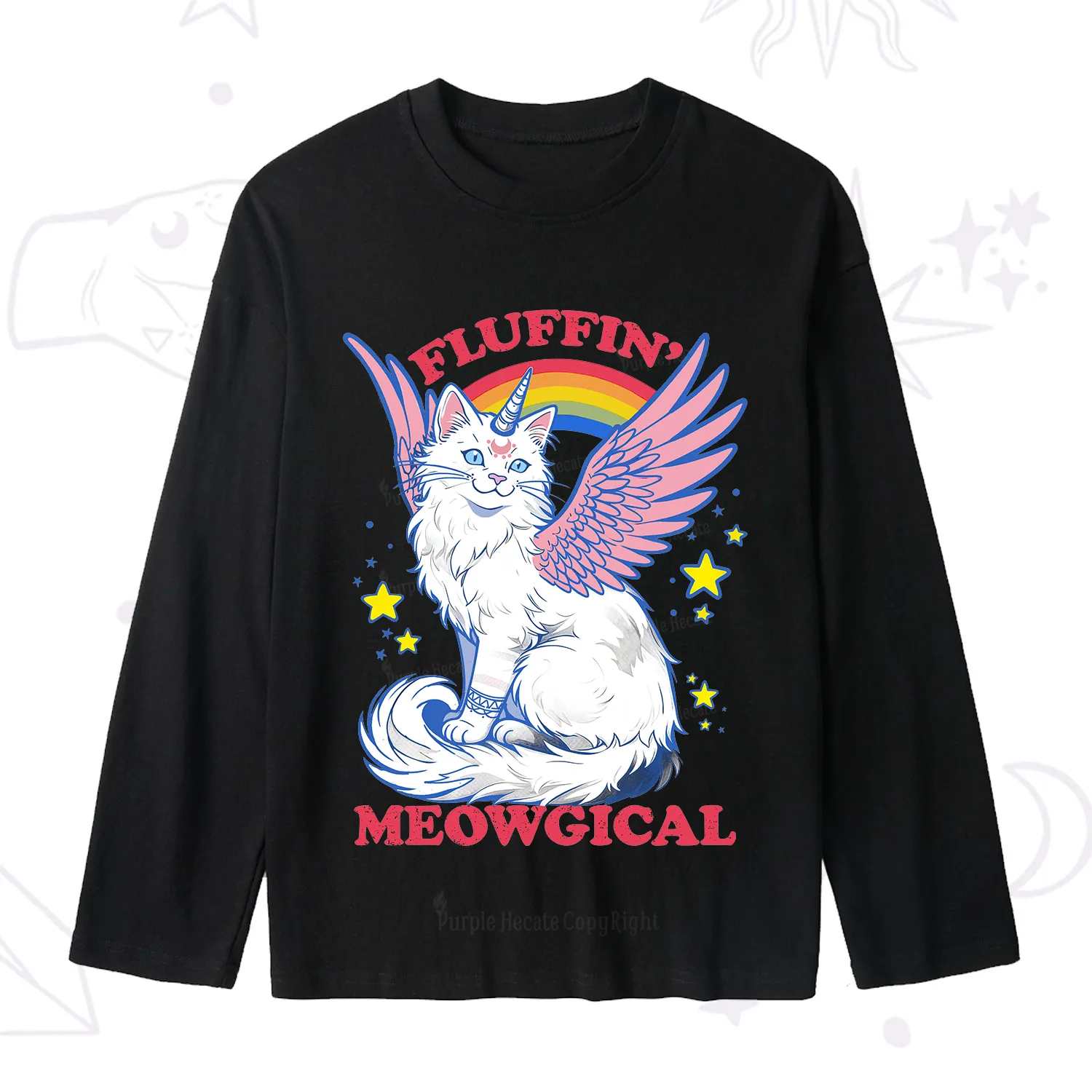 Purplehecate Fluffin Meowgical Slub Long Sleeve T-Shirt