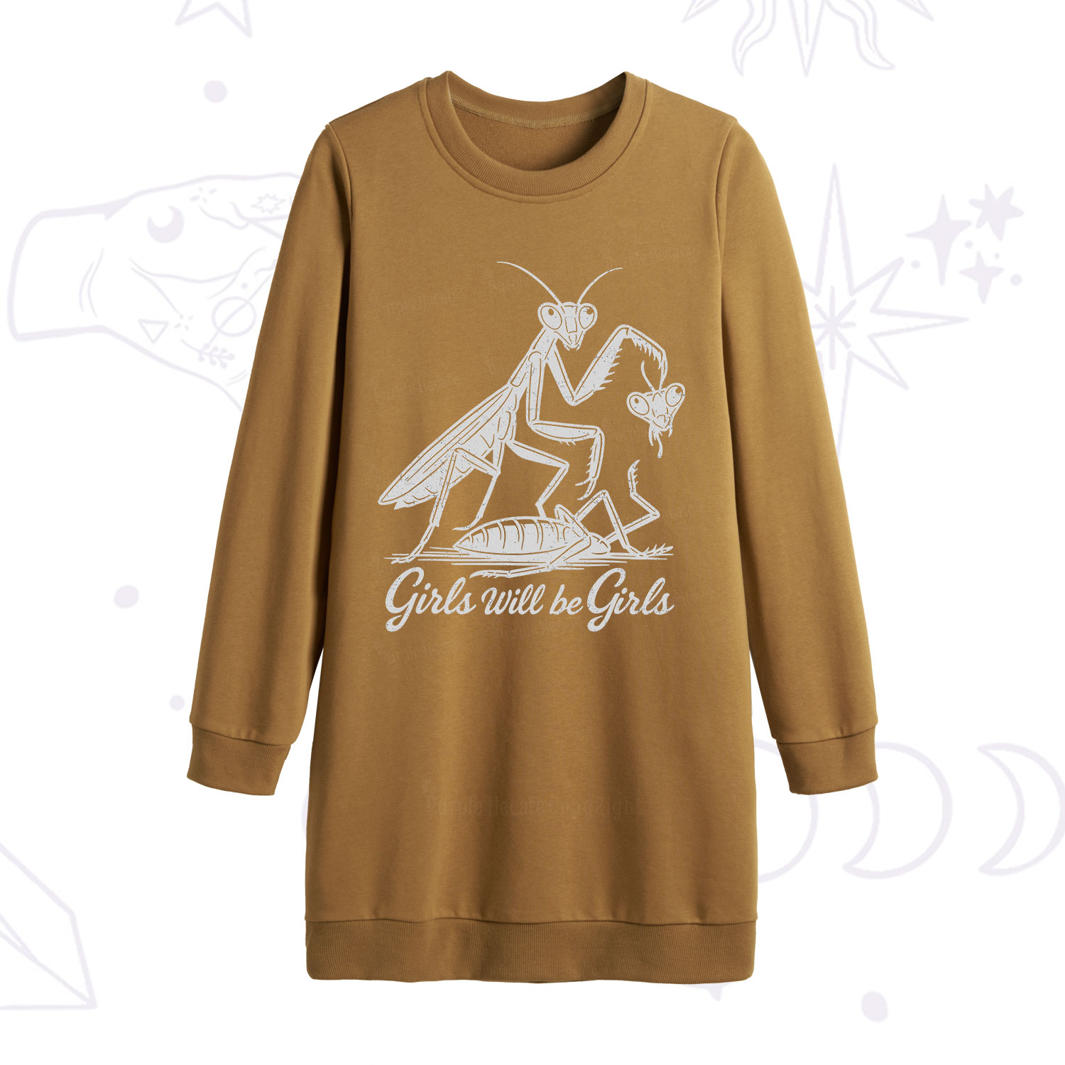 Purplehecate Girls Will Be Girls Praying Mantis Sweatshirt Dress