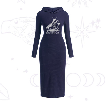 Purplehecate Girls Will Be Girls Praying Mantis Hooded Knit Dress