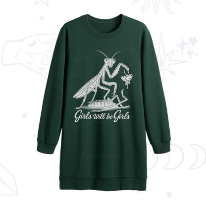 Purplehecate Girls Will Be Girls Praying Mantis Sweatshirt Dress