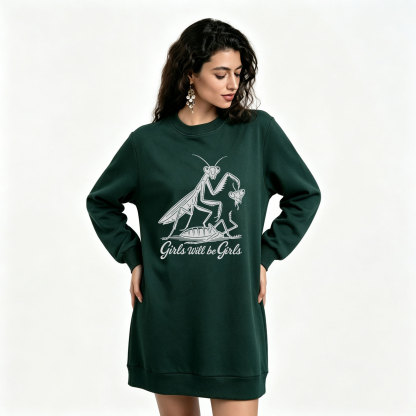 Purplehecate Girls Will Be Girls Praying Mantis Sweatshirt Dress