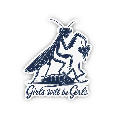 Purplehecate Girls Will Be Girls Praying Mantis Sticker