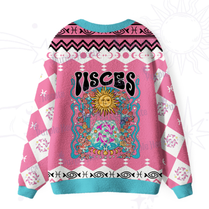 Purplehecate Pisces Spirit Zodiac Ugly Cardigan Sweaters