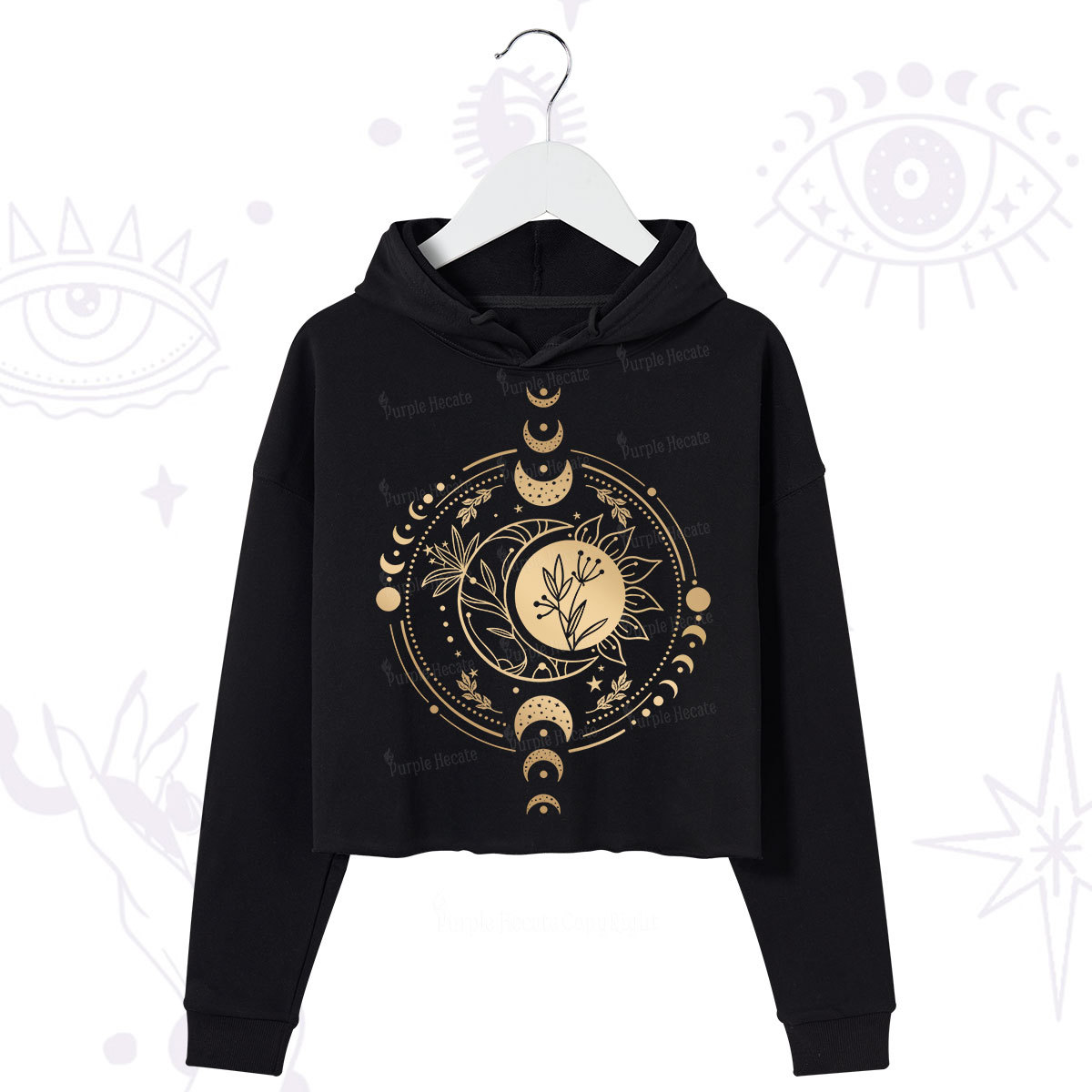 Purplehecate Mystic Moon And Sun Crop Hoodie