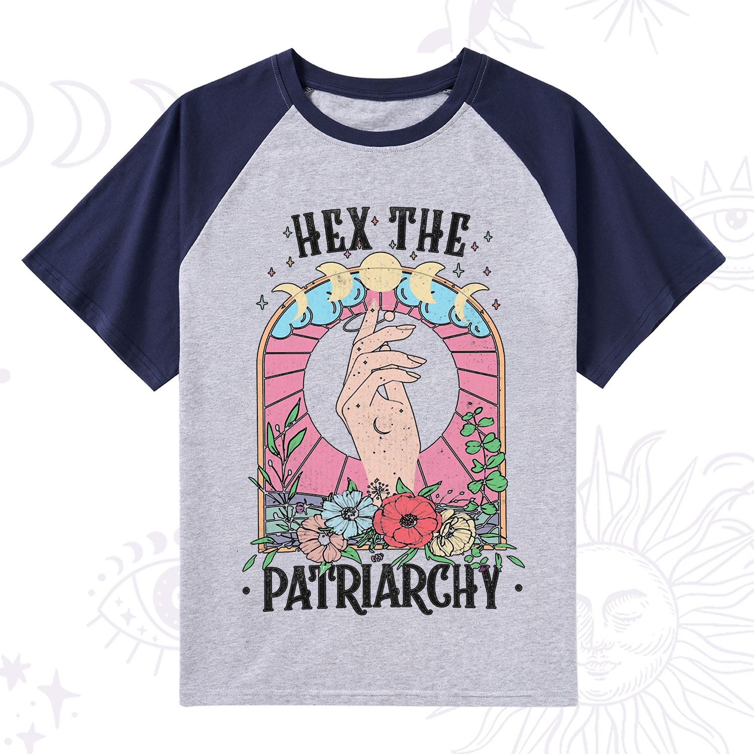 Purplehecate Hex The Patriarchy Raglan Short Sleeve T‑Shirt