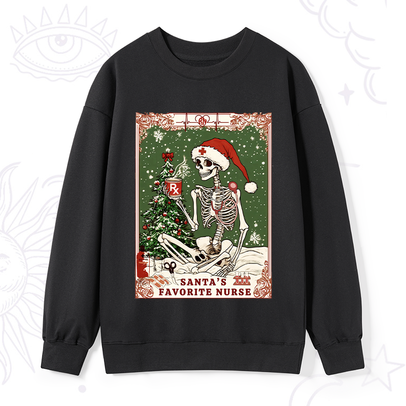 Purplehecate Christmas Santa's Favorite Nurse Tarot Sweatshirt