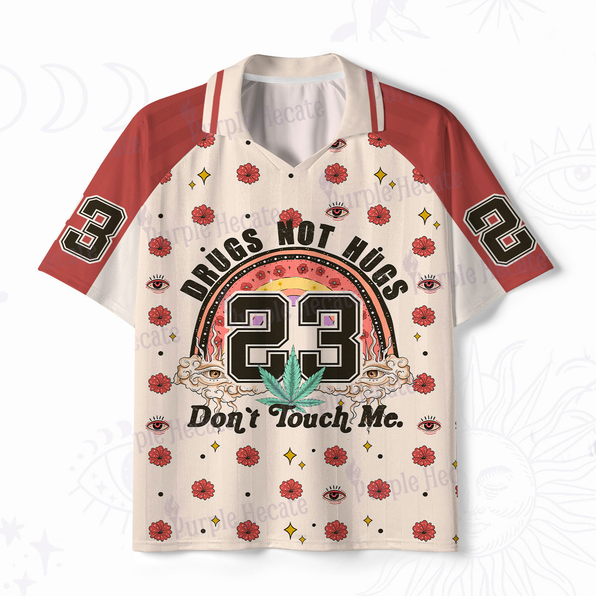 Purplehecate Drugs Not Hugs Don't Touch Me Polo Collar Unisex Jersey