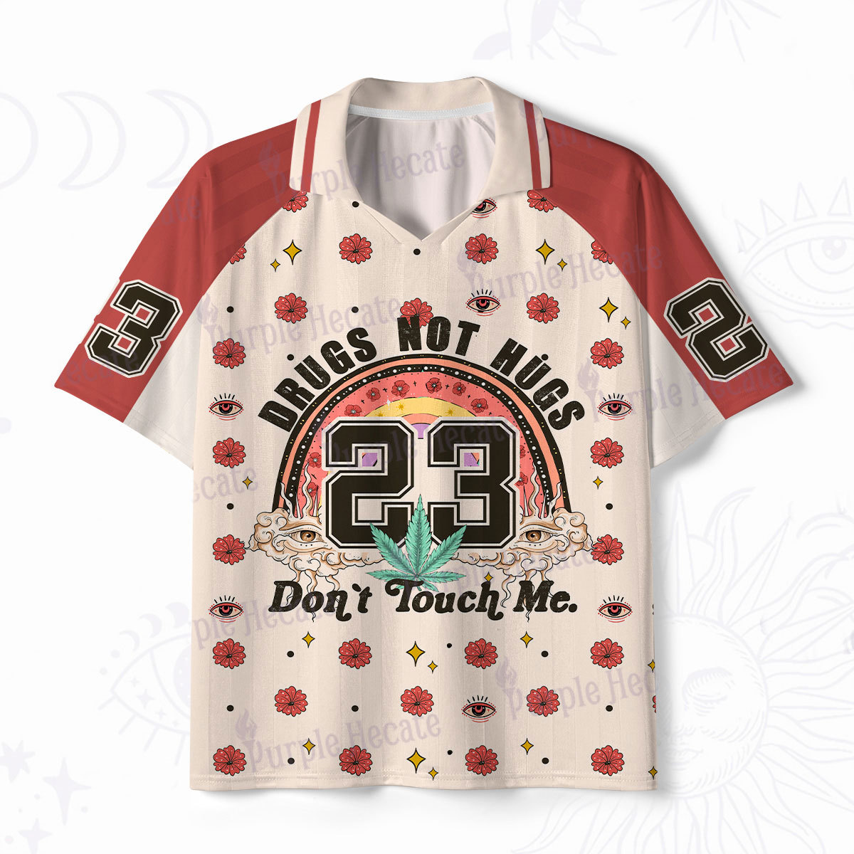 Purplehecate Drugs Not Hugs Don't Touch Me Polo Collar Unisex Jersey