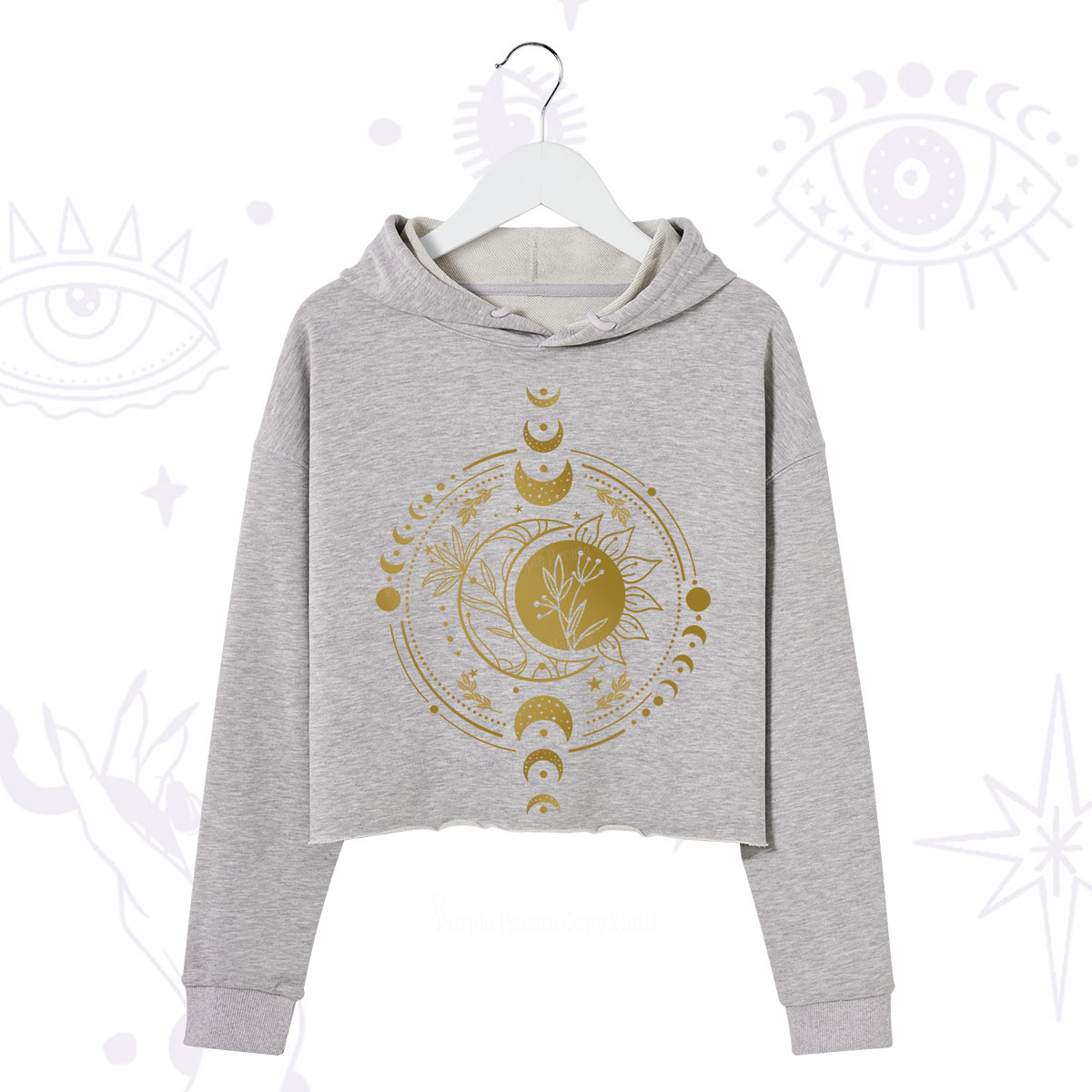 Purplehecate Mystic Moon And Sun Crop Hoodie