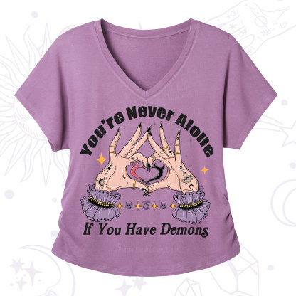 Purplehecate You're Never Alone If You Have Demons V-Neck T-Shirt