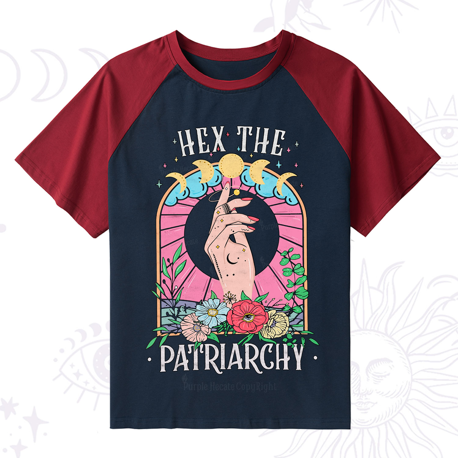 Purplehecate Hex The Patriarchy Raglan Short Sleeve T‑Shirt