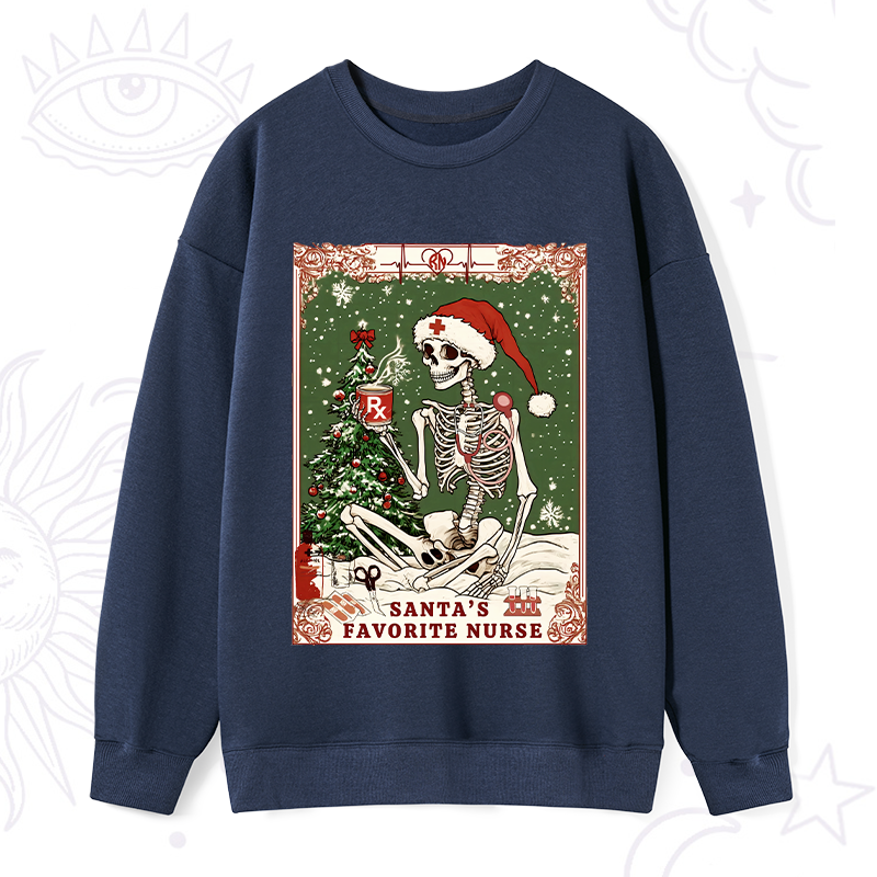 Purplehecate Christmas Santa's Favorite Nurse Tarot Sweatshirt