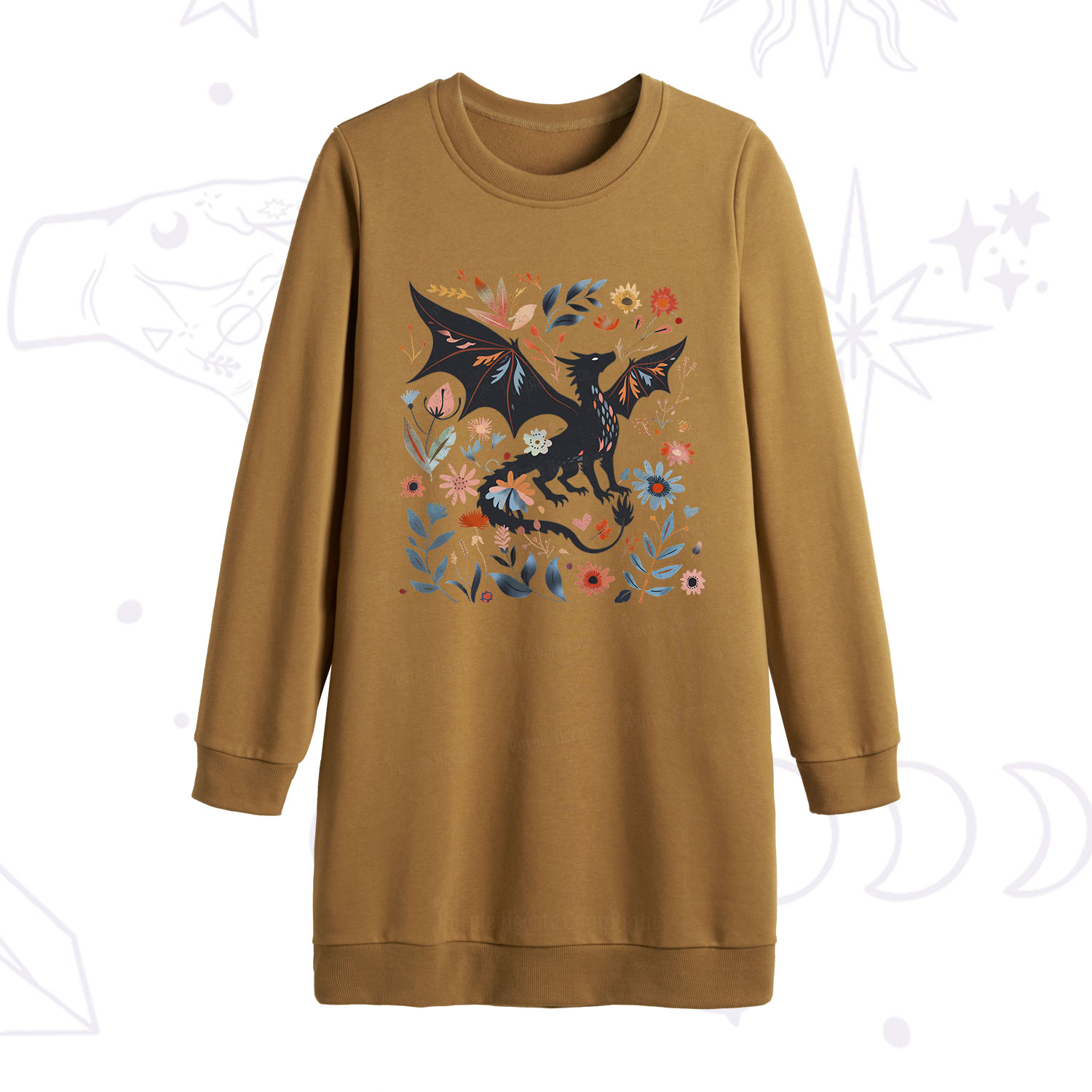 Purplehecate Vintage Fantasy Wyvern Bookish Sweatshirt Dress