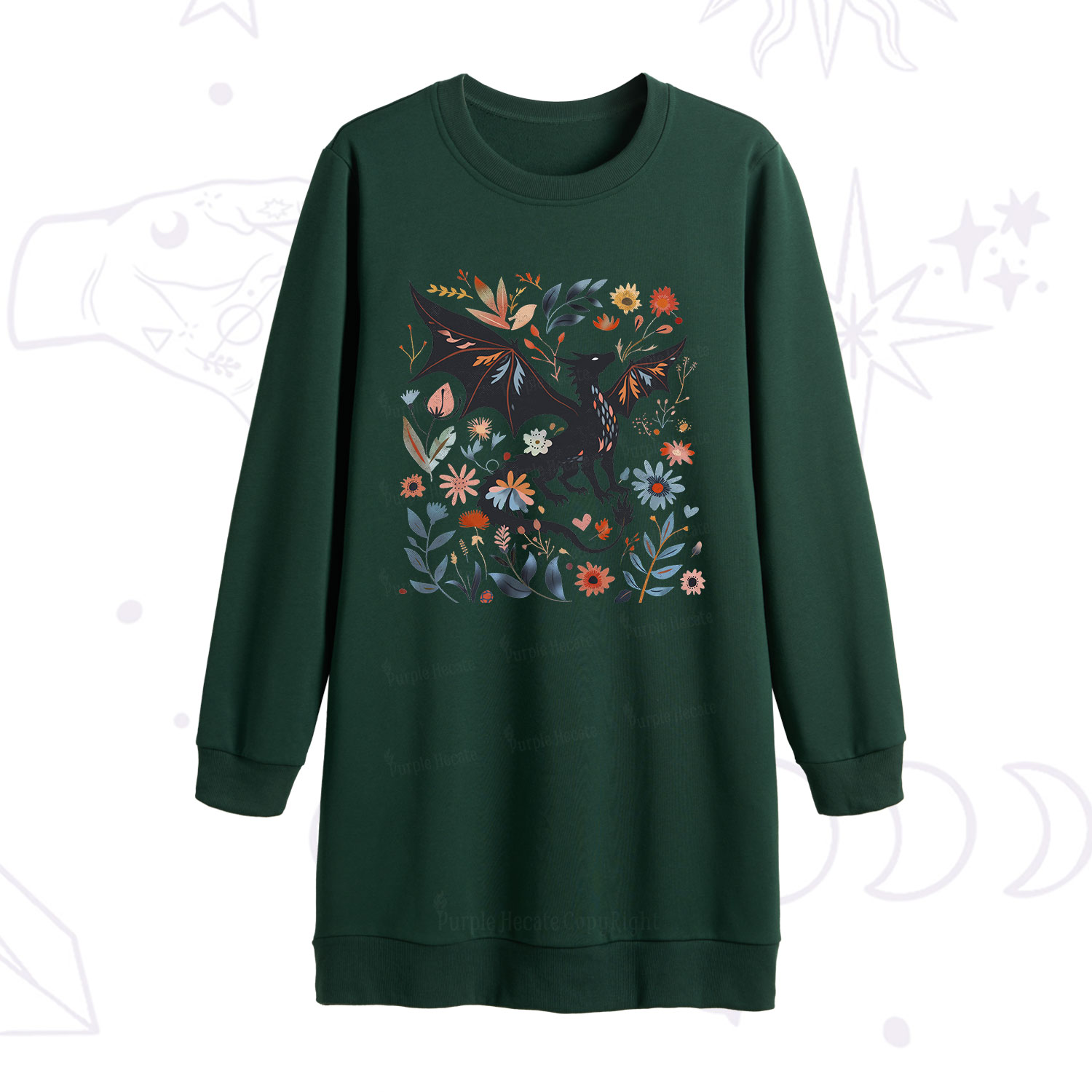 Purplehecate Vintage Fantasy Wyvern Bookish Sweatshirt Dress