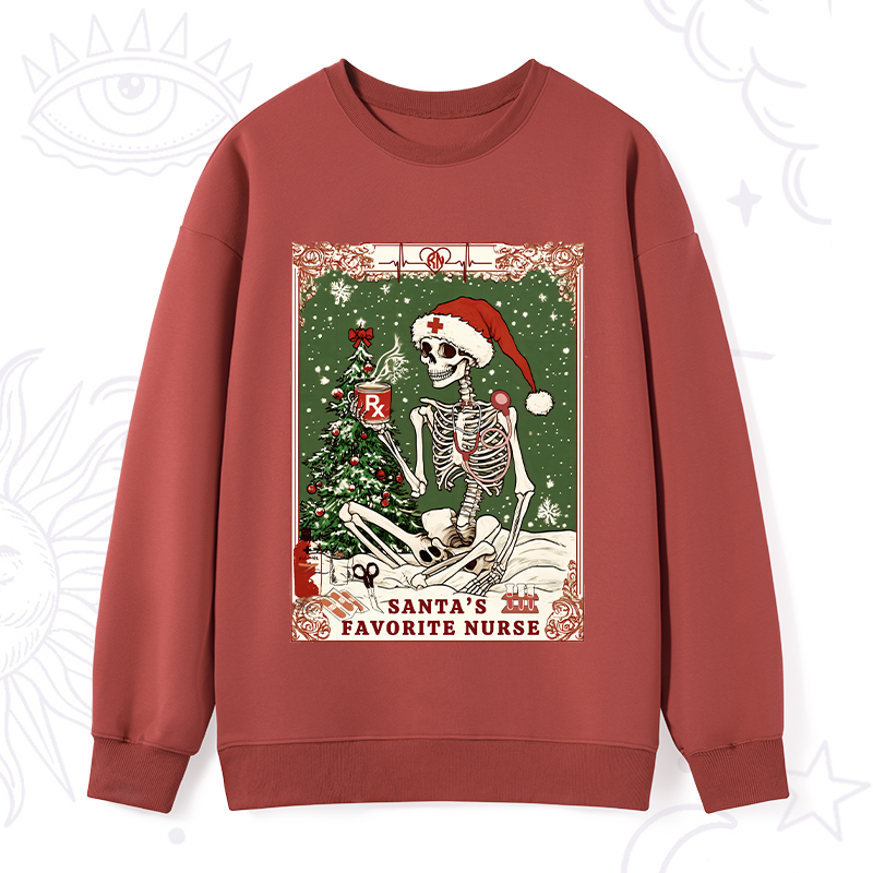 Purplehecate Christmas Santa's Favorite Nurse Tarot Sweatshirt