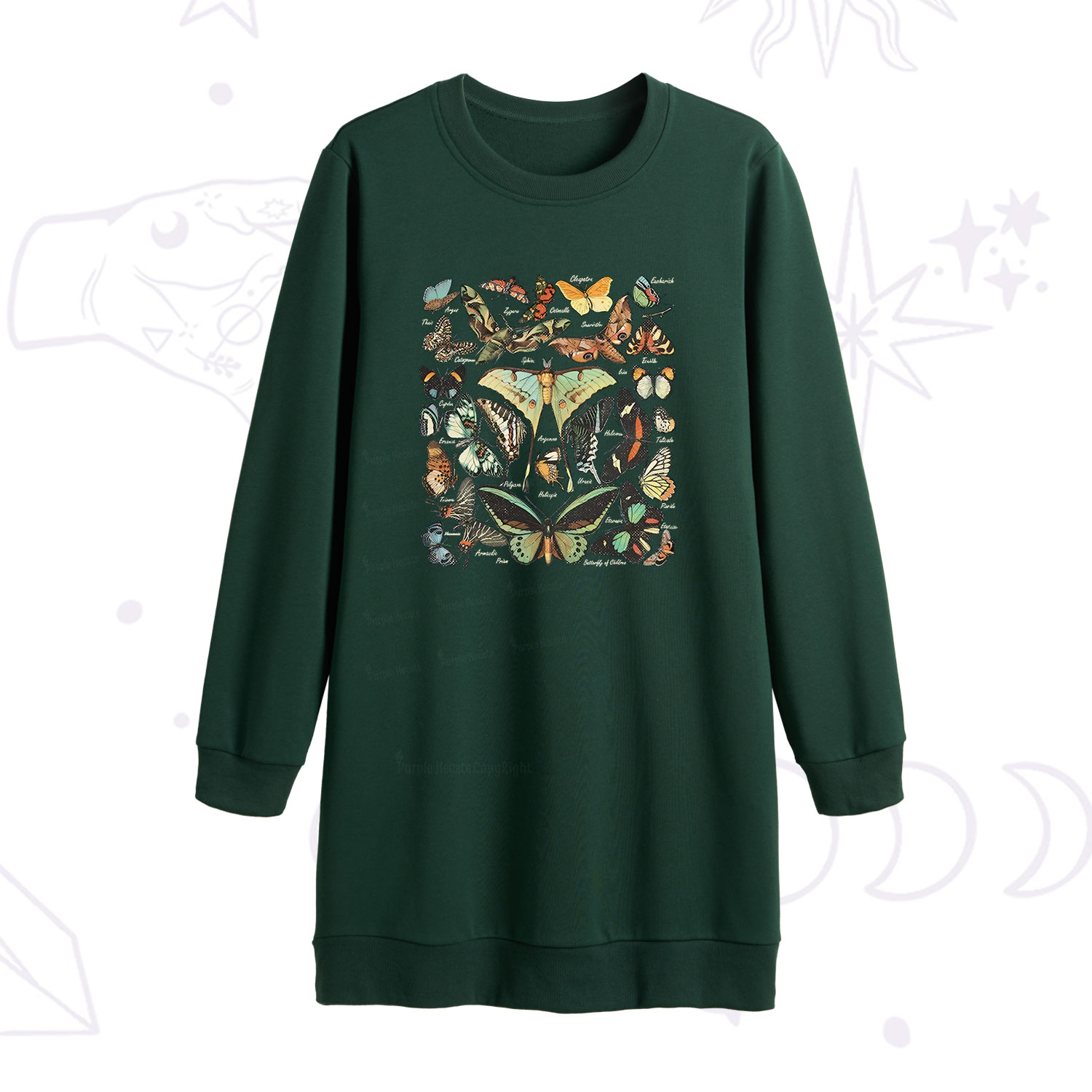Purplehecate Vintage Butterfly & Moth Sweatshirt Dress