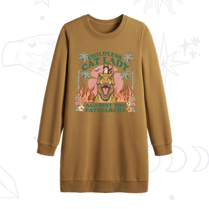 Purplehecate Childless Cat Lady Burn the Patriarchy Sweatshirt Dress