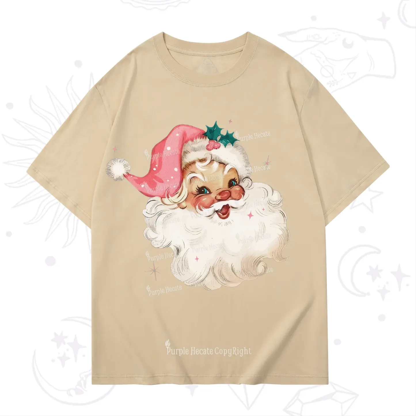 Purplehecate Pink Santa Christmas T-Shirt