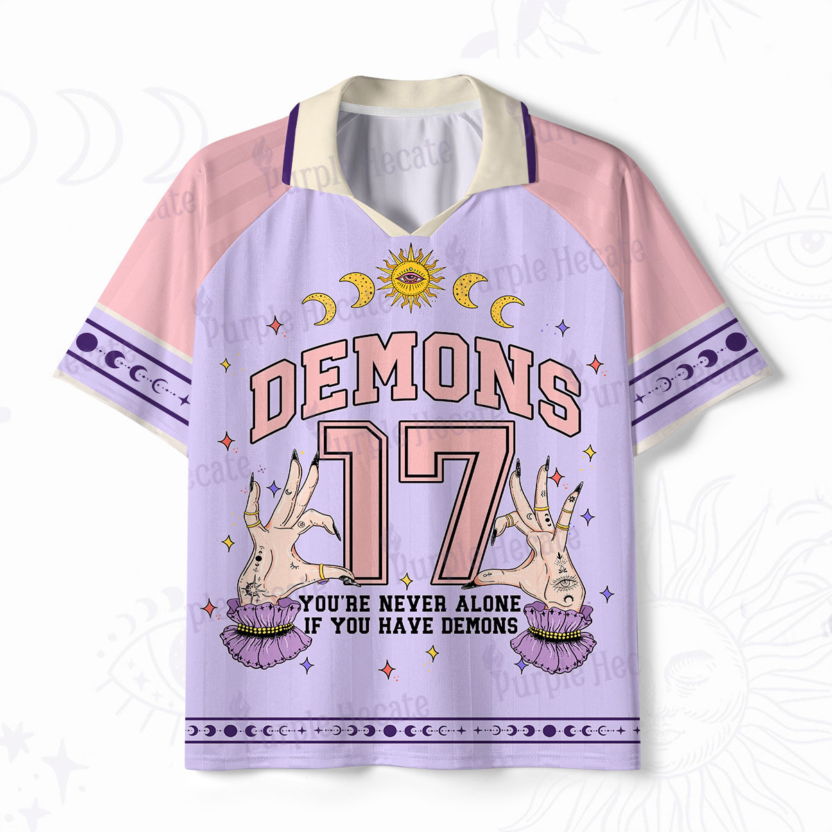 Purplehecate Celestial Demons 17 Polo Collar Unisex Jersey