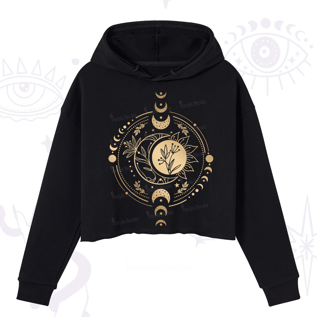 Purplehecate Mystic Moon And Sun Crop Hoodie