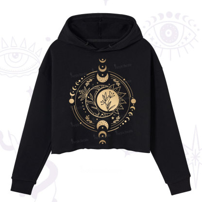 Purplehecate Mystic Moon And Sun Crop Hoodie