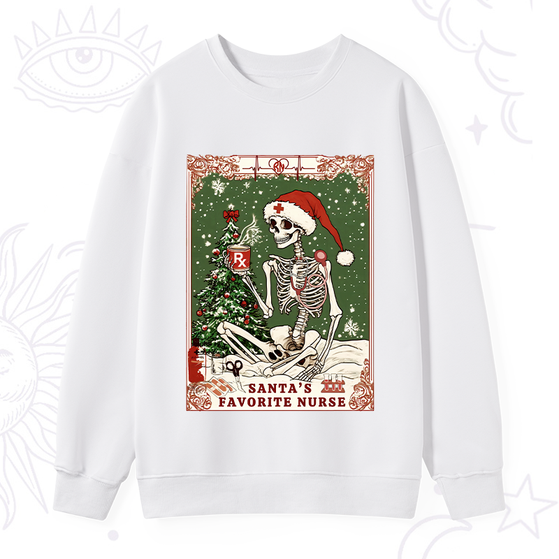 Purplehecate Christmas Santa's Favorite Nurse Tarot Sweatshirt