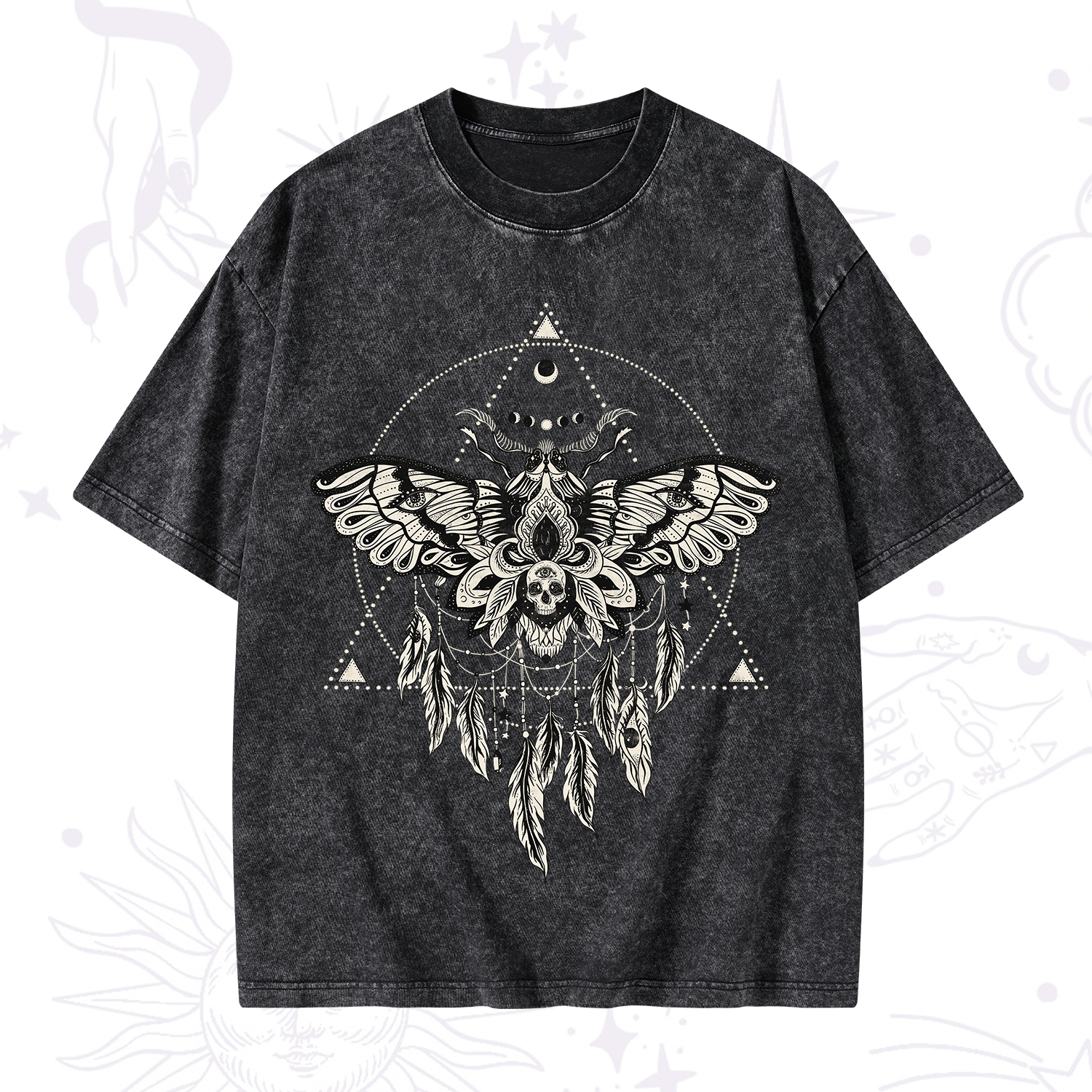 Purplehecate Mystical Luna Moth Washed T-Shirt