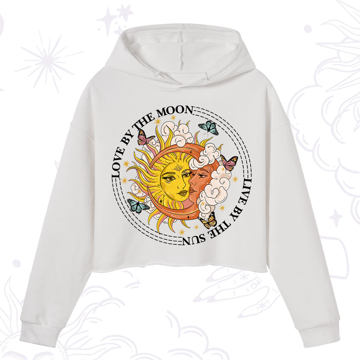 Purplehecate Live By The Sun Love By The Moon Crop Hoodie